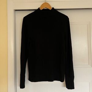 UNE HEURES L/S MOCK NECK NOIR